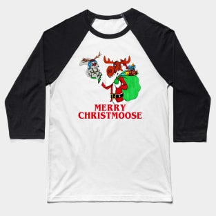 Rocky And Bullwinkle Santa Merry Christmoose Christmas 1 Baseball T-Shirt